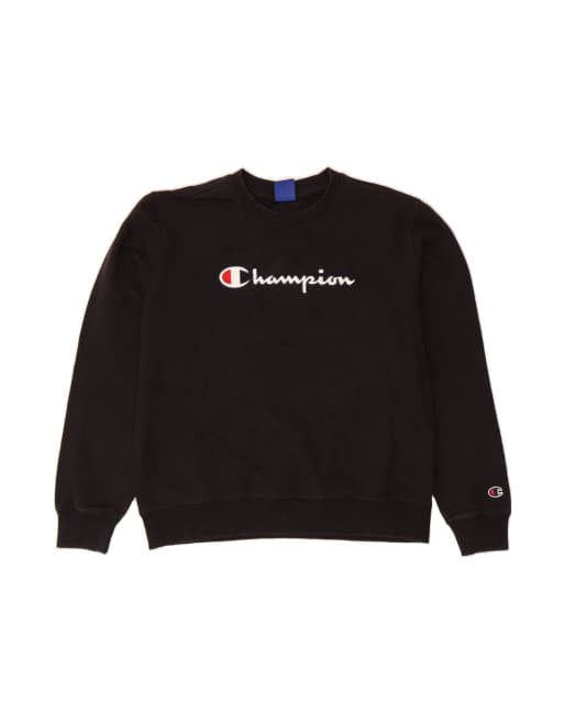 Vintage Champion Graphic Sweatshirt Jumper UK 16 Large In Black