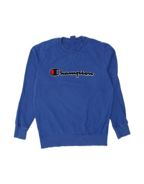 Vintage Champion Graphic Sweatshirt Jumper UK 16 Large In Blue - view 1
