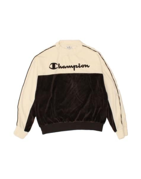 Vintage Champion Graphic Sweatshirt Jumper UK 16 Large In White Colourblock - view 1