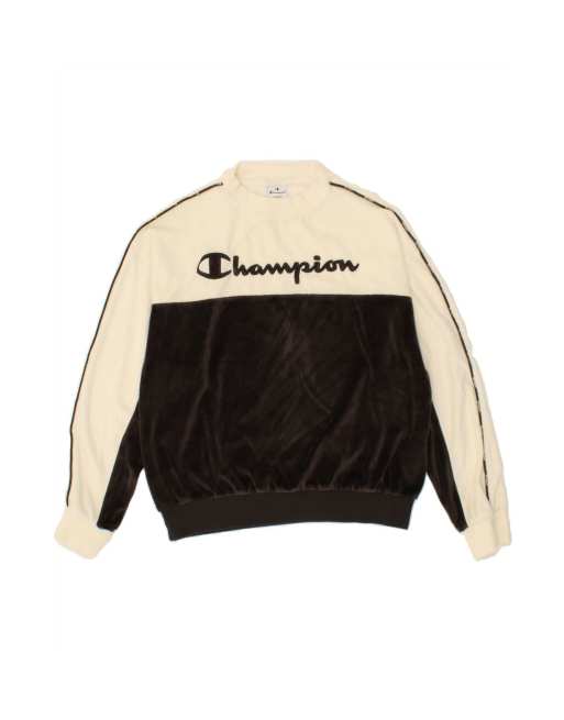 Vintage Champion Graphic Sweatshirt Jumper UK 16 Large In White Colourblock