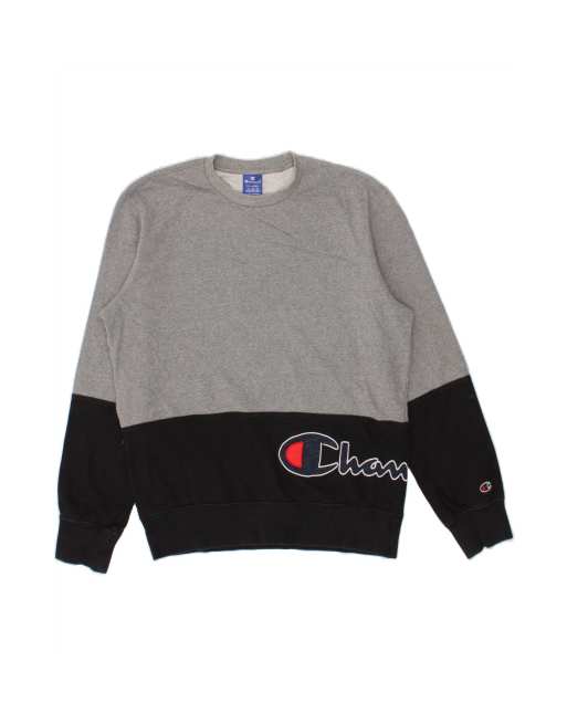 Vintage Champion Graphic Sweatshirt Jumper XL In Grey Colourblock