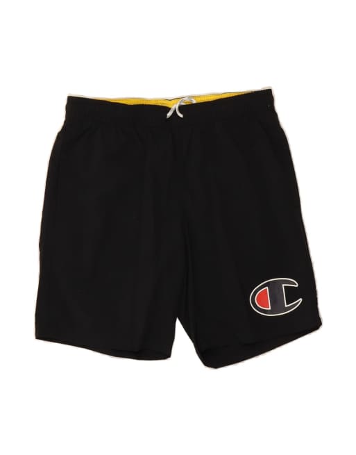 Vintage Champion Graphic Swimming Shorts Small In Black