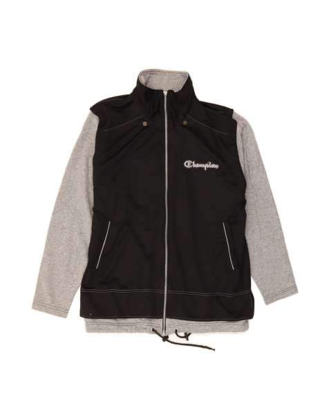 Vintage Champion Graphic Tracksuit Top Jacket Medium In Black Colourblock - view 1