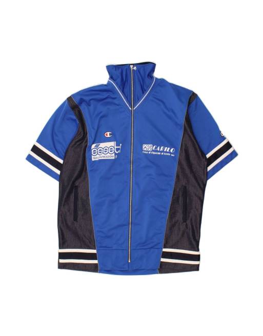 Vintage Champion Graphic Tracksuit Top Jacket XL In Blue Colourblock