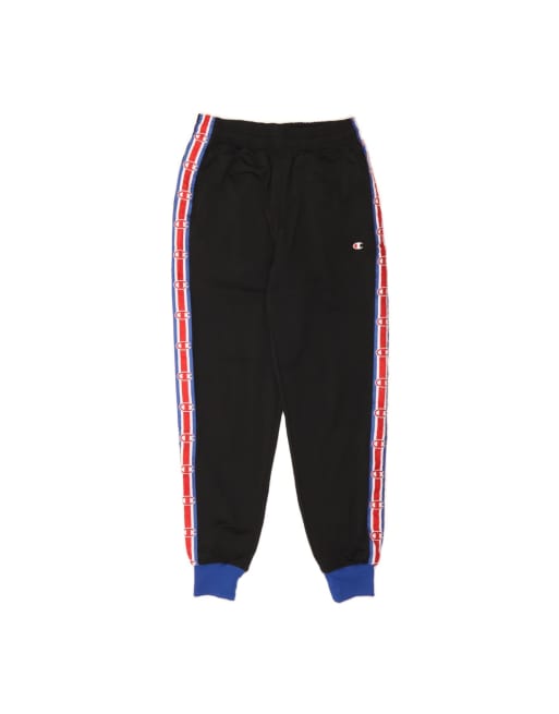Vintage Champion Graphic Tracksuit Trousers Joggers Medium In Black Colourblock