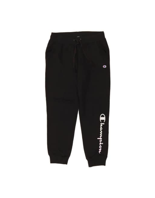 Vintage Champion Graphic Tracksuit Trousers Joggers UK 14 Large In Black