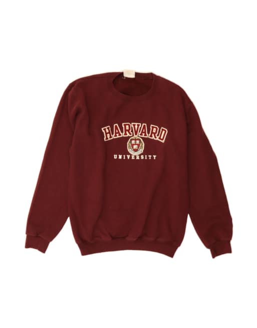 Vintage Champion Harvard Graphic Sweatshirt Jumper UK 18 XL In Burgundy