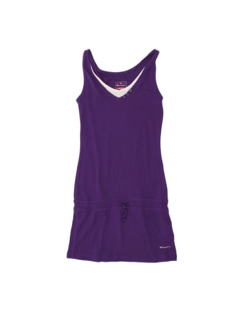 Vintage Champion Heritage Fit Drop Waist Dress UK 10 Small In Purple - view 1