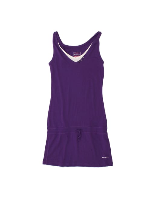 Vintage Champion Heritage Fit Drop Waist Dress UK 10 Small In Purple