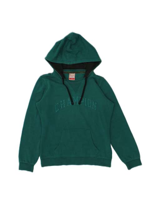 Vintage Champion Heritage Fit Graphic Hoodie Jumper UK 14 Medium In Green
