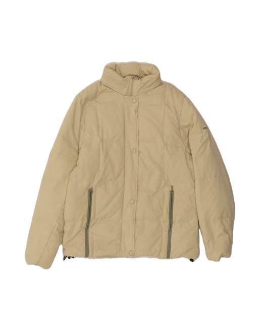 Vintage Champion Hooded Padded Jacket UK 14 Medium In Beige