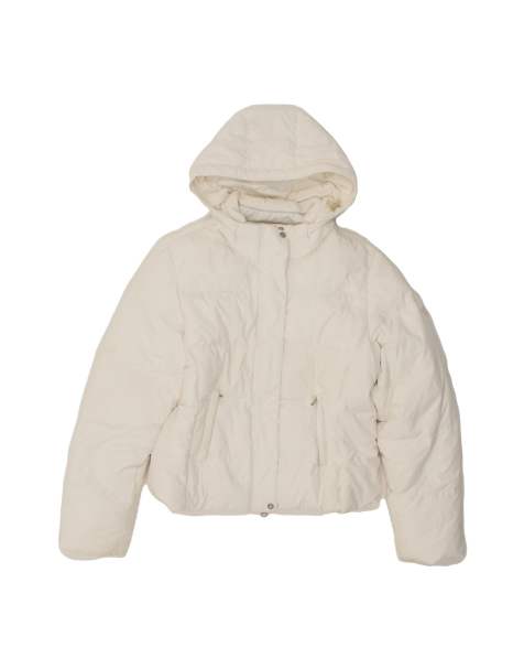 Vintage Champion Hooded Padded Jacket UK 14 Medium In White - view 1