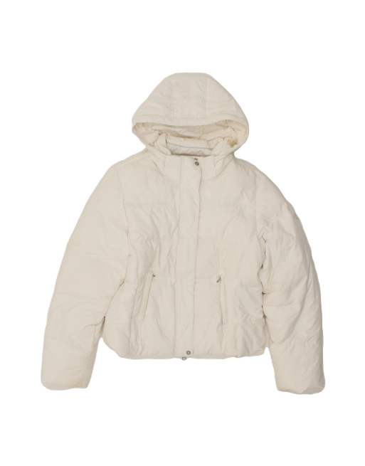 Vintage Champion Hooded Padded Jacket UK 14 Medium In White