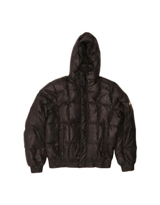 Vintage Champion Hooded Padded Jacket UK 18 XL In Black