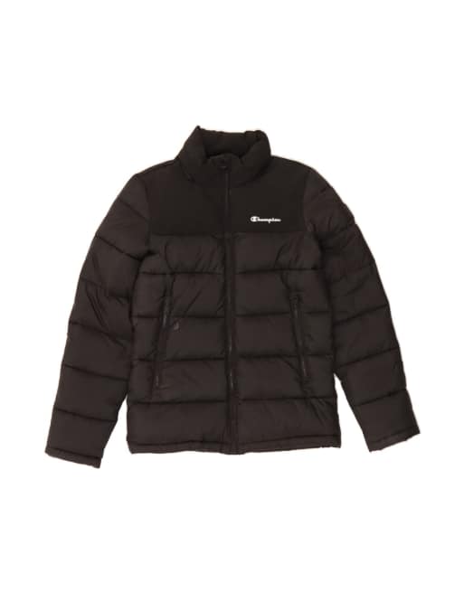 Vintage Champion Hooded Padded Jacket UK 36 Small In Black