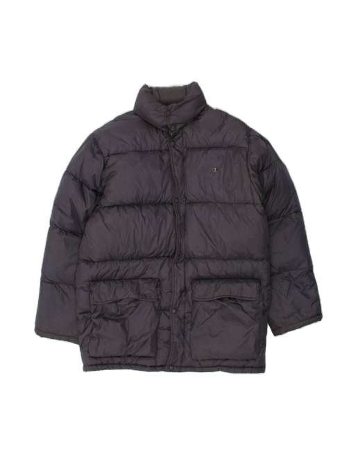 Vintage Champion Hooded Padded Jacket UK 38 Medium In Blue