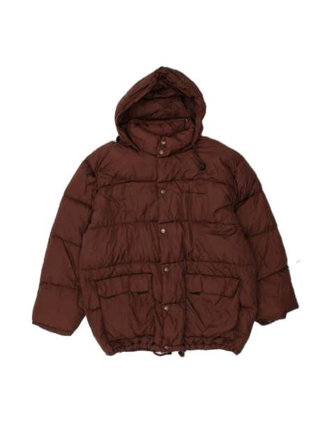 Vintage Champion Hooded Padded Jacket UK 40 Large In Brown - view 1