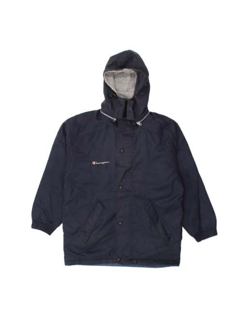 Vintage Champion Hooded Rain Jacket UK 36 Small In Blue