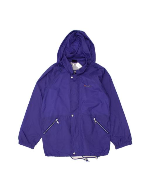 Vintage Champion Hooded Rain Jacket UK 36 Small In Blue