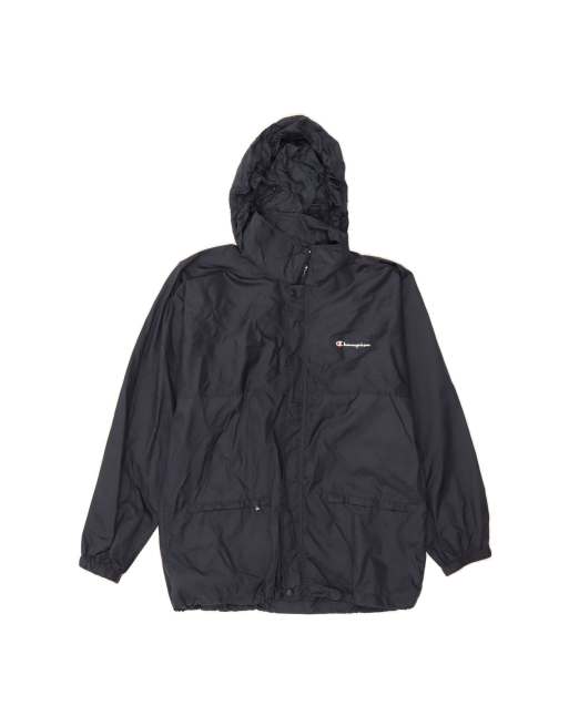 Vintage Champion Hooded Rain Jacket UK 36 Small In Blue