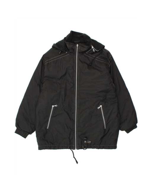 Vintage Champion Hooded Windbreaker Jacket UK 38 Medium In Black