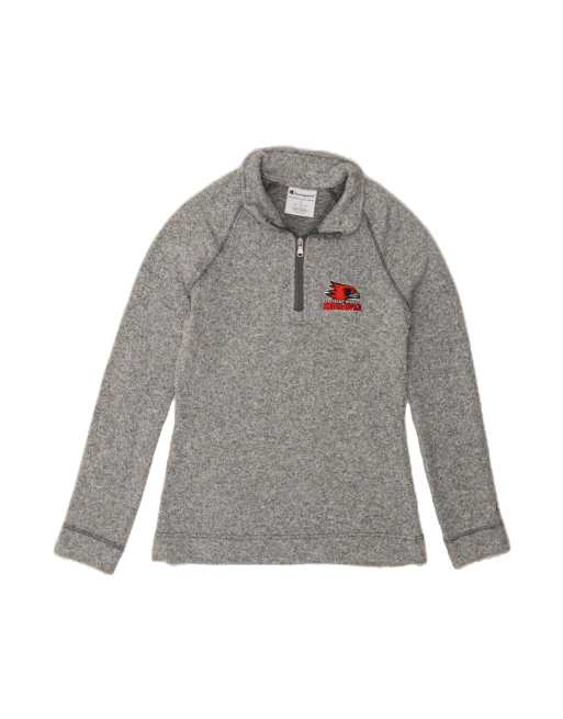 Vintage Champion In Redhawk Sweatshirt Jumper UK 10 Small In Grey Flecked