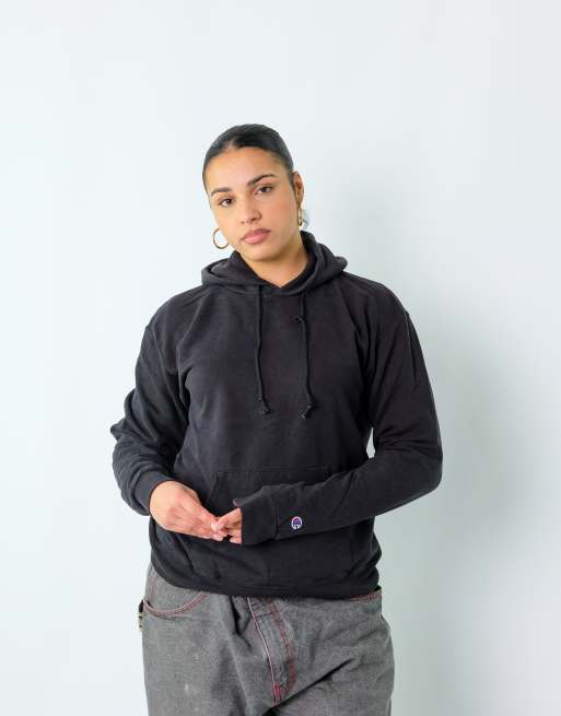 Vintage Champion L Hoodie Black Zip Up