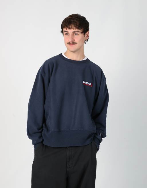 Vintage Champion l sweatshirt in navy blue