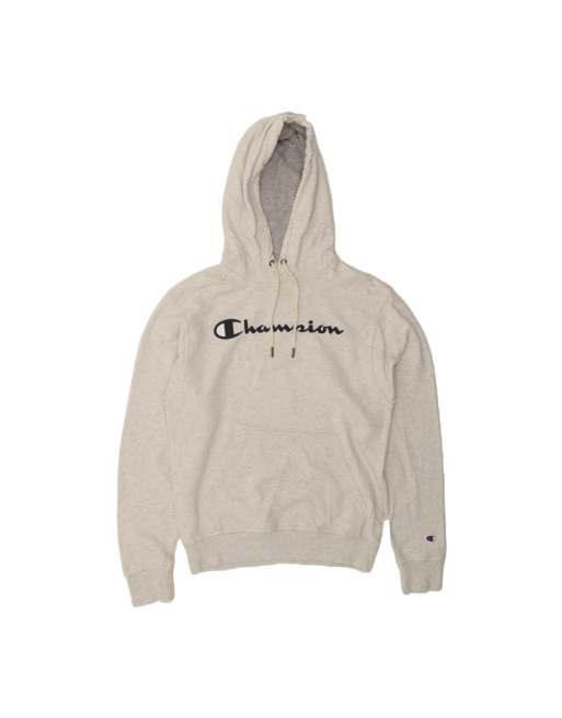 Vintage Champion Loose Fit Graphic Hoodie Jumper Small In Grey