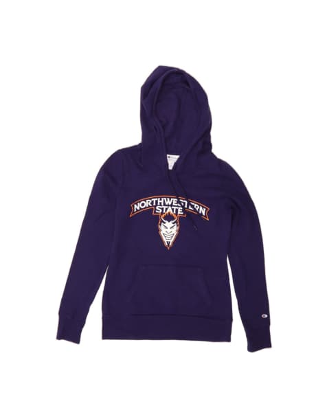 Vintage Champion Northwestern State Graphic Hoodie Jumper UK 6 XS In Purple - view 1