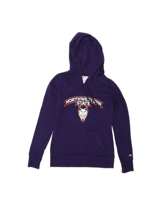 Vintage Champion Northwestern State Graphic Hoodie Jumper UK 6 XS In Purple