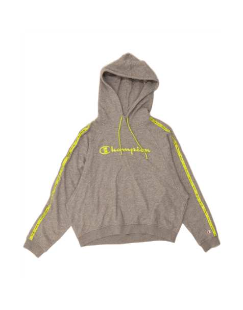 Vintage Champion Oversized Graphic Hoodie Jumper UK 14 Medium In Grey - view 1