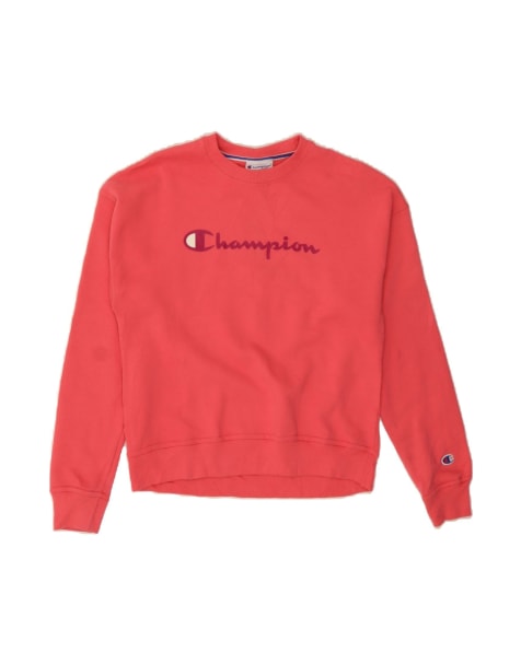 Vintage Champion Oversized Graphic Sweatshirt Jumper UK 6 XS In Pink - view 1