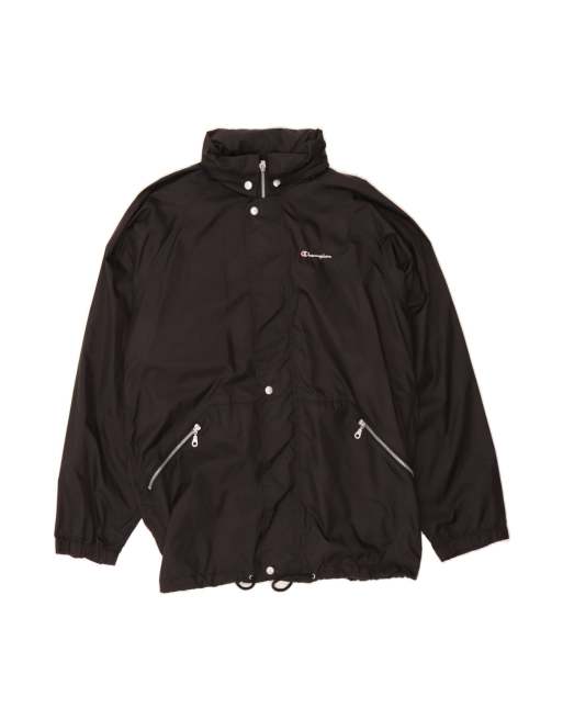 Vintage Champion Rain Jacket UK 40 Large In Black