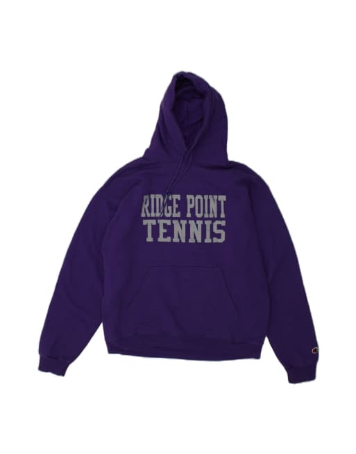 Vintage Champion Ridge Point Tennis Graphic Hoodie Jumper Large In Purple