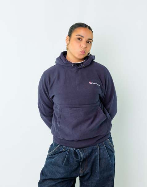 Vintage Champion S Hoodie Navy Blue - view 1