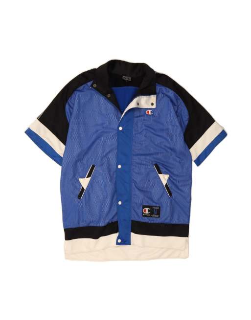 Vintage Champion Short Sleeve Tracksuit Top Jacket Medium In Blue Colourblock