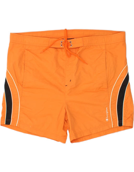 Vintage Champion Size 2XL Colourblock Swimming Shorts in Orange