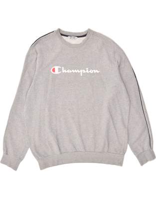 Vintage Champion Size 2XL Graphic Sweatshirt Jumper in Grey