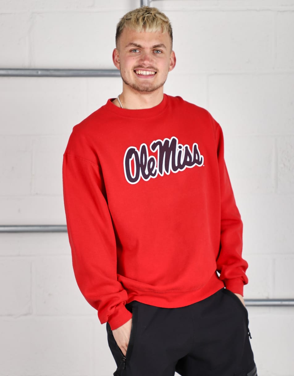 Vintage Champion Size L college pullover sweatshirt in red