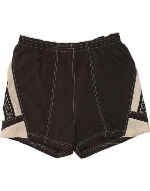 Vintage Champion Size L Colourblock Graphic Sport Shorts in Black