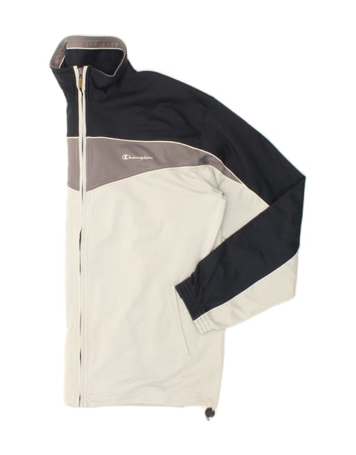 Vintage Champion Size L Colourblock Tracksuit Top Jacket in Black, 3 of 4