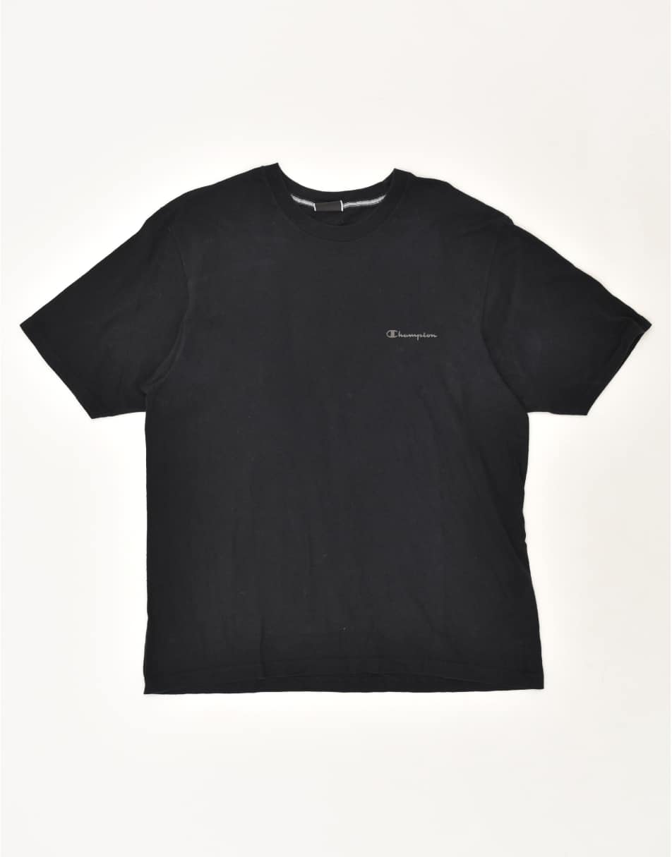 Vintage Champion Size L T-Shirt Top in Black