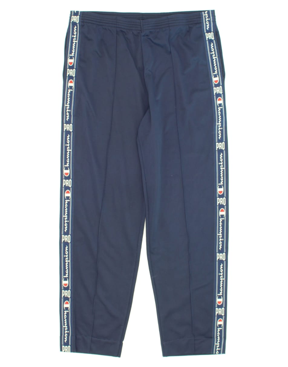 Vintage Champion Size L Tracksuit Trousers in Blue