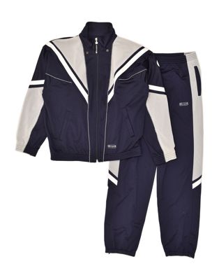 Vintage Champion Size M Colourblock Full Tracksuit in Navy Blue