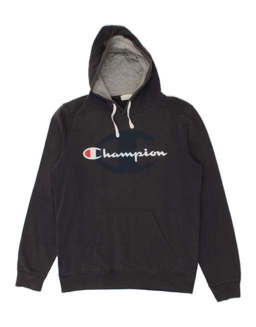 Vintage Champion Size M Graphic Hoodie Jumper in Grey