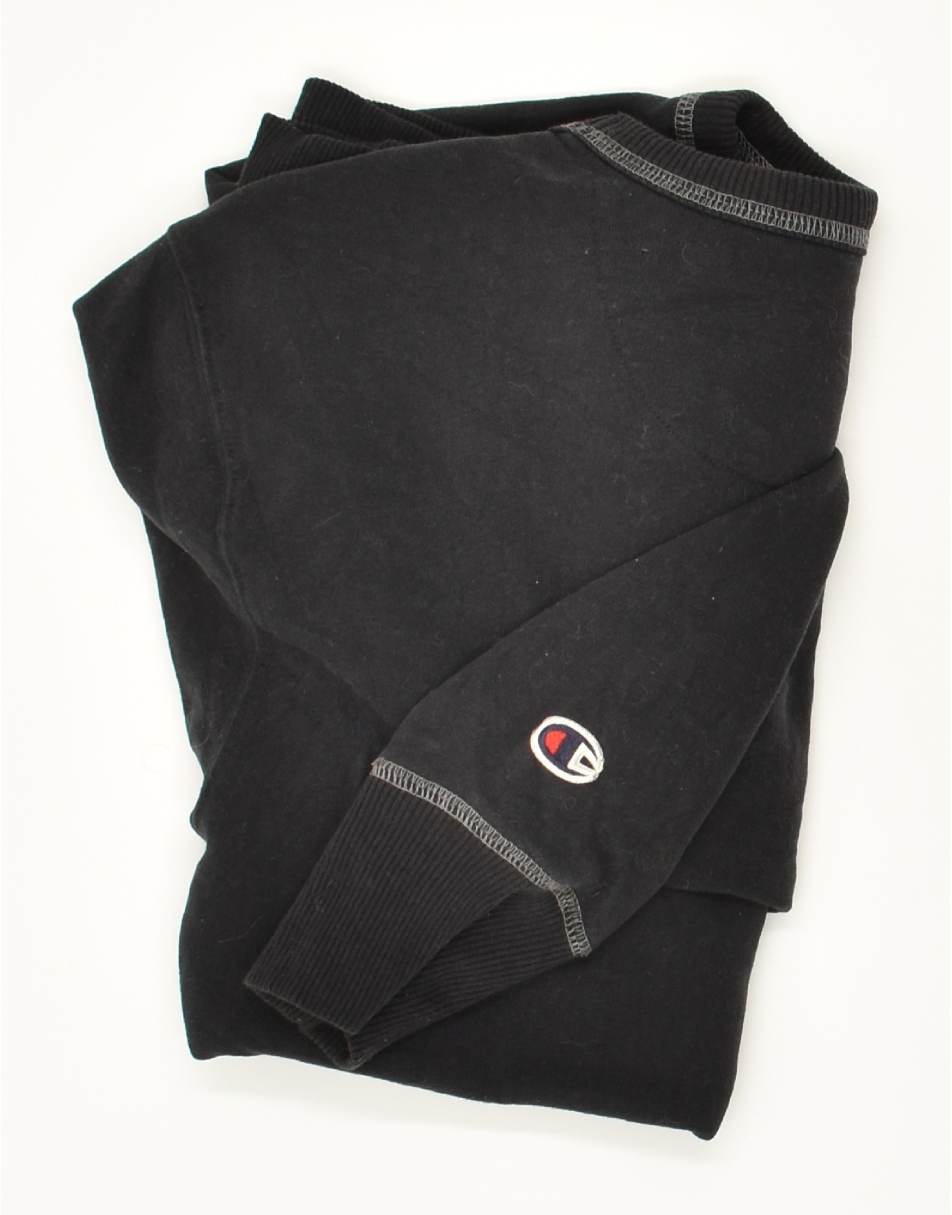 Vintage Champion Size M Graphic Sweatshirt Jumper in Black 2