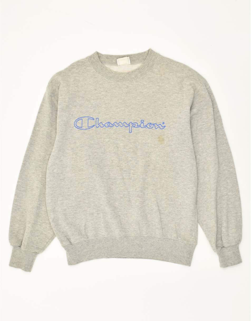 Vintage Champion Size M Graphic Sweatshirt Jumper in Grey