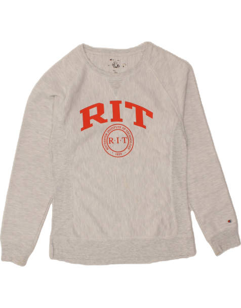 Vintage Champion Size M Graphic Sweatshirt Jumper in Grey - view 1