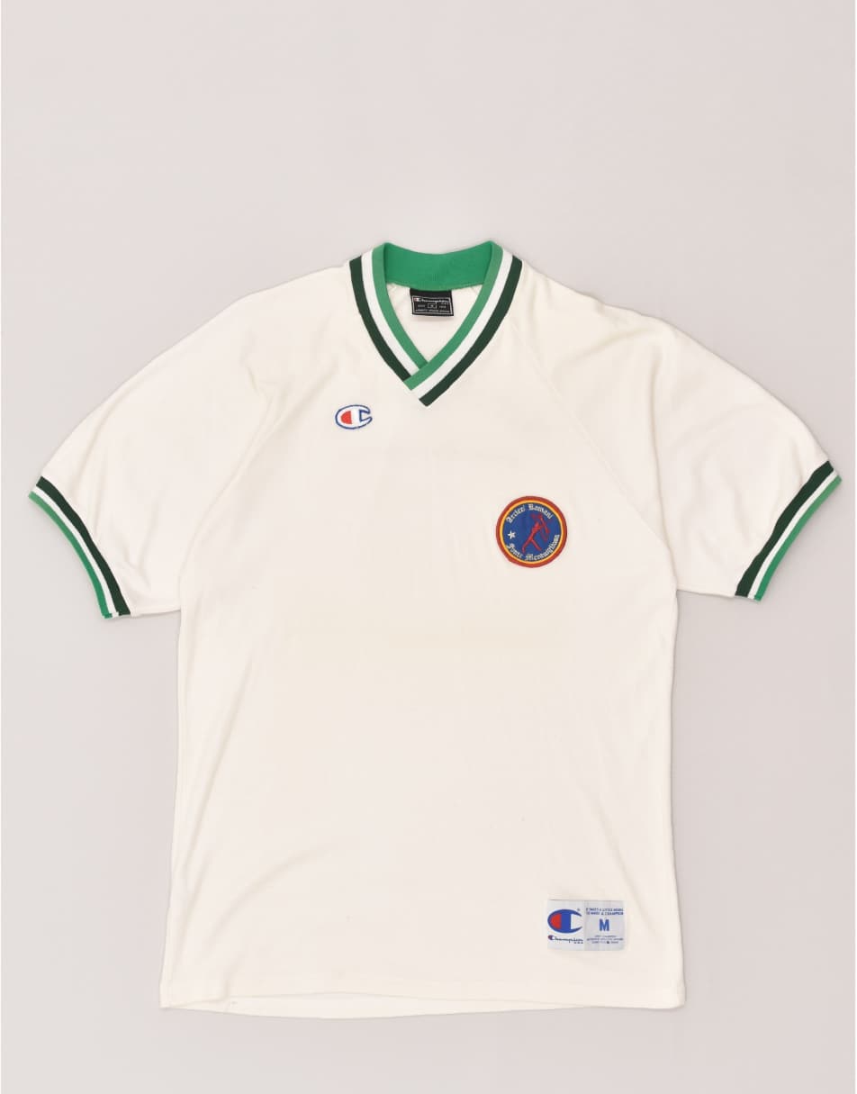 Vintage Champion Size M Graphic T-Shirt Top in White